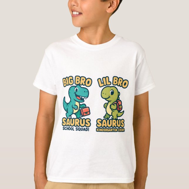 Camiseta Big Bro & Lil Bro Saurus Back to School T-Shirt (Frente)