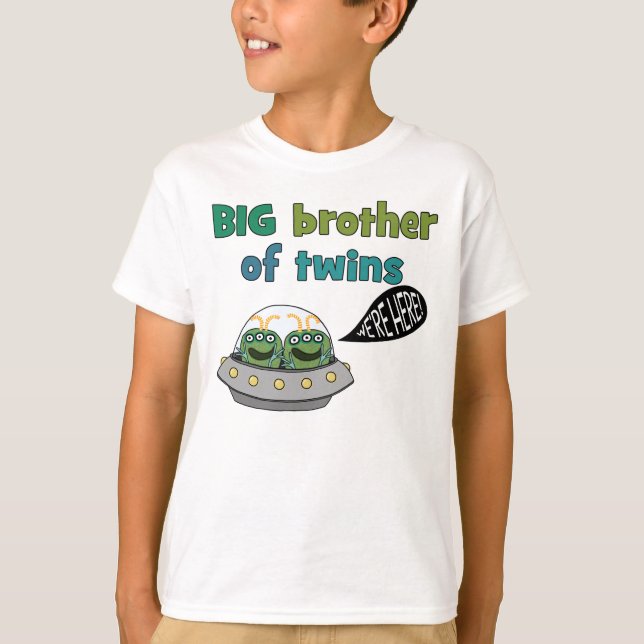 Camiseta Big brother dos gêmeos "nós estamos aqui! " (Frente)