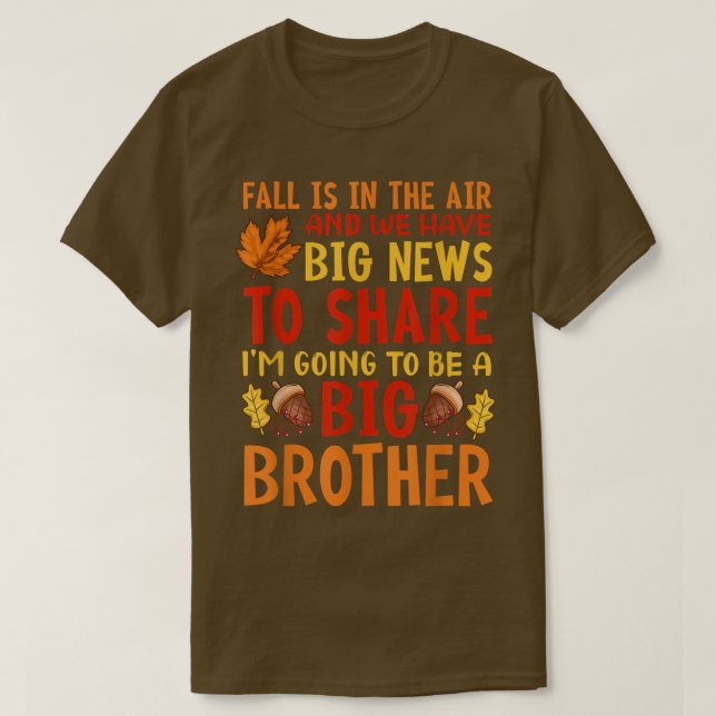 Camiseta Big Brother Fall Pregnancy Announcement Autumn Bab (Frente do Design)