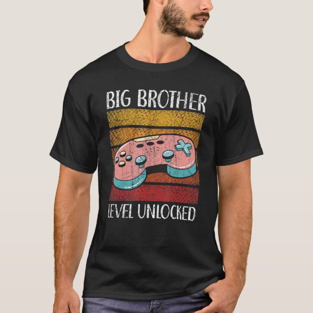 Camiseta Big Brother Level Unlocked Best Bro Ever Brotherho (Frente)