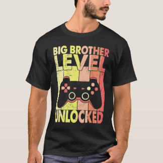 Camiseta Big Brother Level Unlocked Vintage Gamer Big Bro