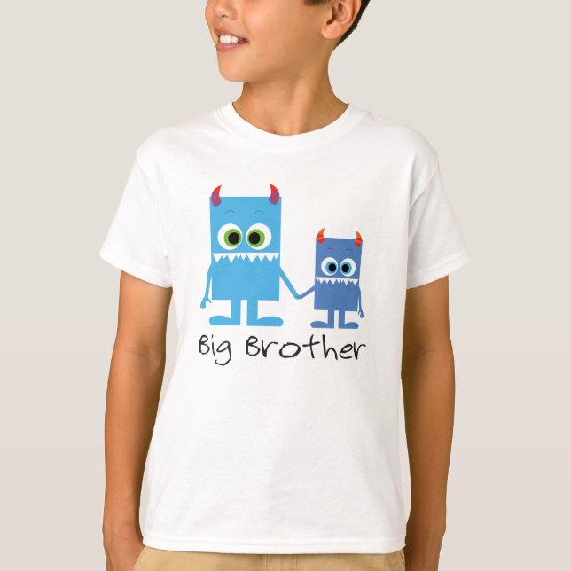 Camiseta “big Brother” monstro irmãos azuis (Frente)