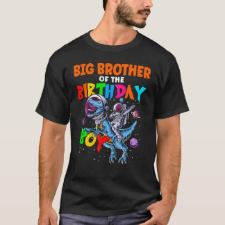Camiseta Big Brother Of The Birthday Boy Astronaut Riding D