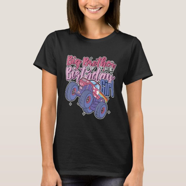 Camiseta Big Brother of The Bithday Girl Rainbow Monster Tr (Frente)