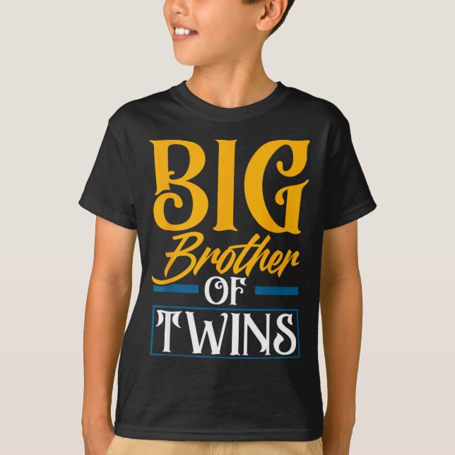 Camiseta Big Brother Of Twins New Brother Sibling Funny Twi (Frente)