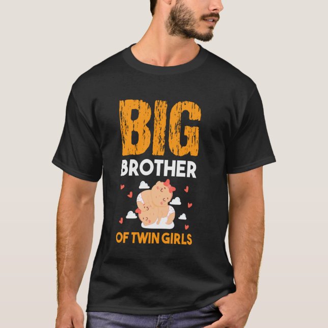Camiseta Big Brother Raparigas Gêmeas Irmãos Bebê Sis Famil (Frente)