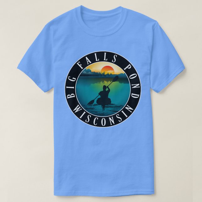 Camiseta Big Falls Pond Wisconsin Kayaking (Frente do Design)