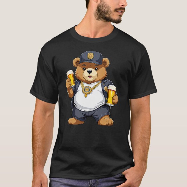 Camiseta Big Fat Teddy Bear Gangster in Hip Hop Street Clot (Frente)