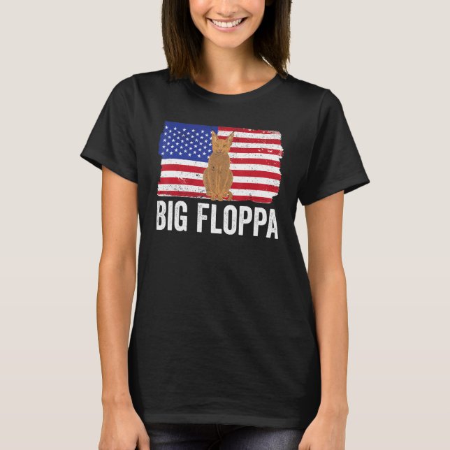 Camiseta Big Floppa Caracal Cat Meme USA Flag Patriotic_1 (Frente)