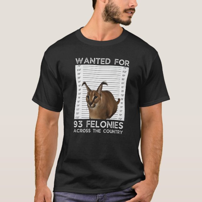 Camiseta Big Floppa Wanted Caracal Cat Meme (Frente)