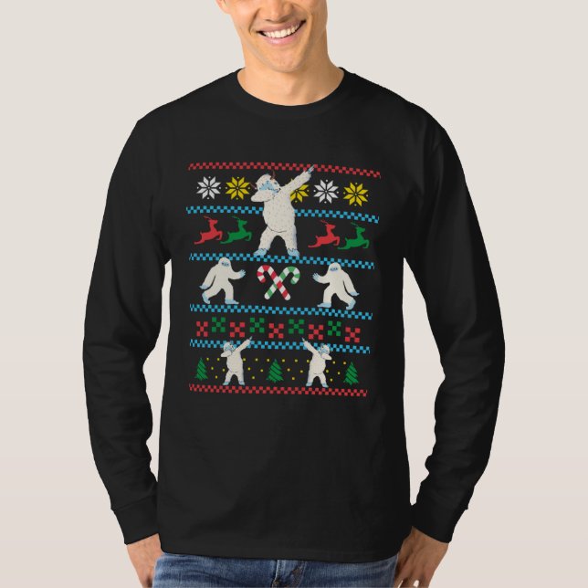 Camiseta Big Foot Dabbing Yeti Ugly Christmas Sweater Winte (Frente)