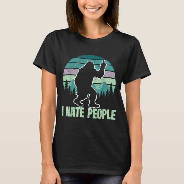 Camiseta Big Foot I Hate People Middle Finger Sasquatch Ret (Frente)