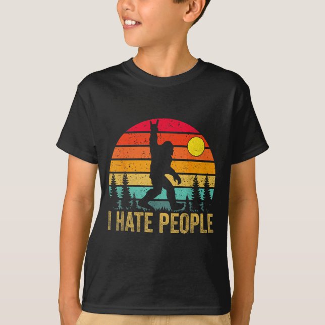 Camiseta Big Foot Sasquatch I Hate People Funny Bigfoot Vin (Frente)