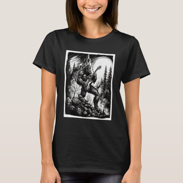 Camiseta Big Foot Sasquatch Rock Guitar Music Metal Grunge  (Frente)