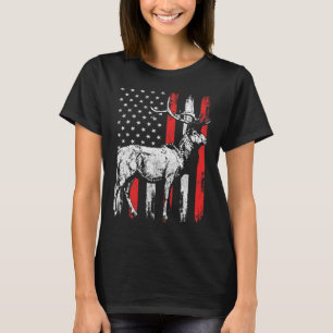 Camiseta Big Mule Deer Hunter American Flag Shirts