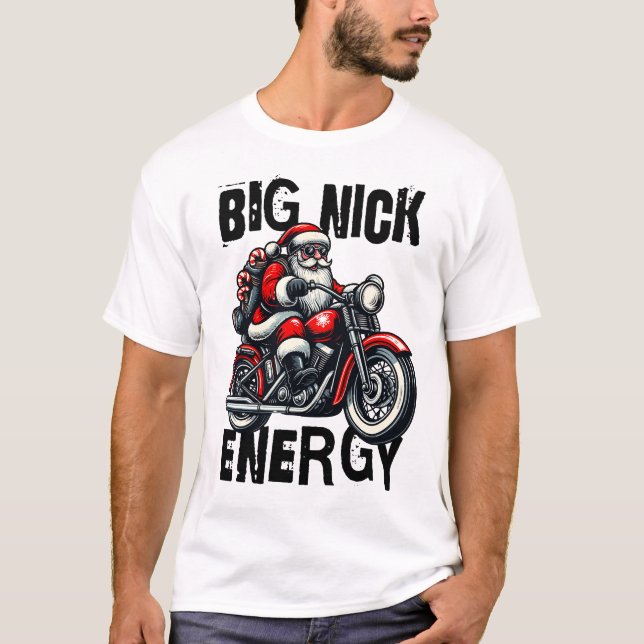 Camiseta Big Nick Energy - Engraçado Design de Natal com Sa (Frente)