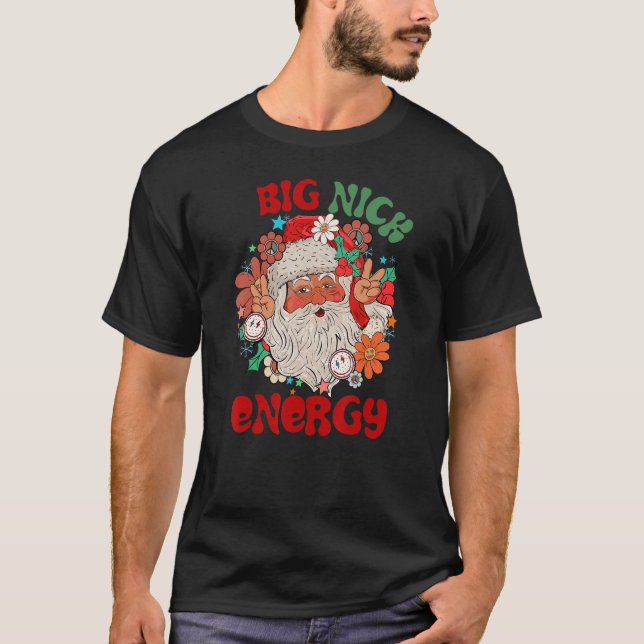 Camiseta Big Nick Energy Retro Papai Noel Feliz Natal (Frente)