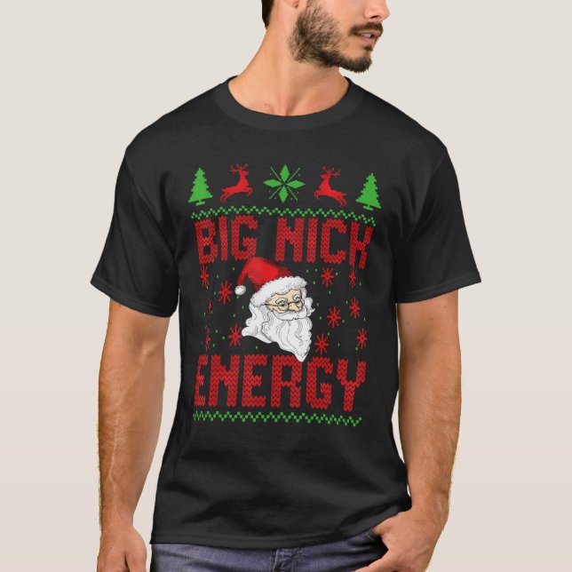 Camiseta Big Nick Energy ugly Christmas Sweater Festival Co (Frente)