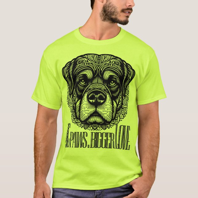 Camiseta Big Paws, Bigger Love - Rottweiler (Frente)