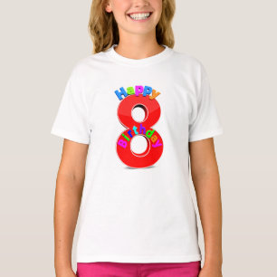 Camiseta Big Red Number 8 com t-shirt de aniversário tipogr
