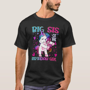 Camiseta Big Sis Da Garota De Aniversário Flagindo Unicórni