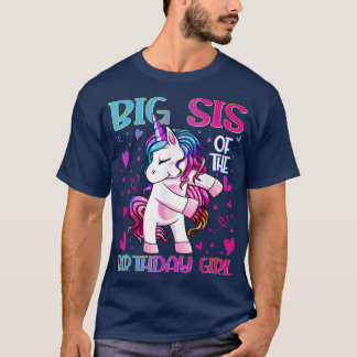Camiseta Big Sis da Rapariga de Aniversário Fogando Unicórn