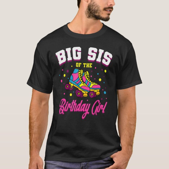 Camiseta Big Sis Da Rapariga De Aniversário Skates Do Bday  (Frente)