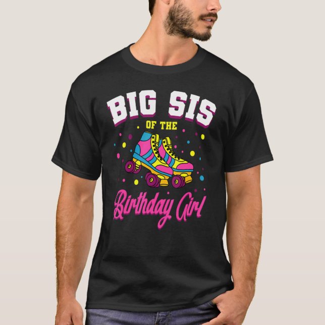 Camiseta Big Sis Da Rapariga De Aniversário Skates Do Bday  (Frente)