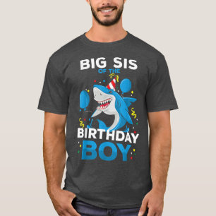 Camiseta Big Sis do Garoto de Aniversário Oceano Tubarão Co