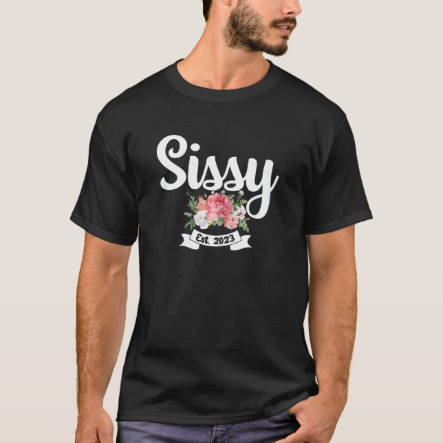 Camiseta Big Sis Est 2023 Anúncio de Bebê Nova Irmã (Frente)