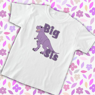 Camiseta Big Sis Happy T-Rex Purple Tyrannosaurus Dinosaur