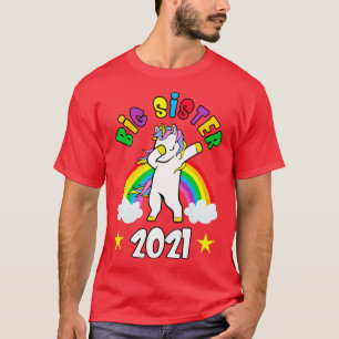 Camiseta Big Sister 2021 Dabbing Unicorn Girls Gift Idea