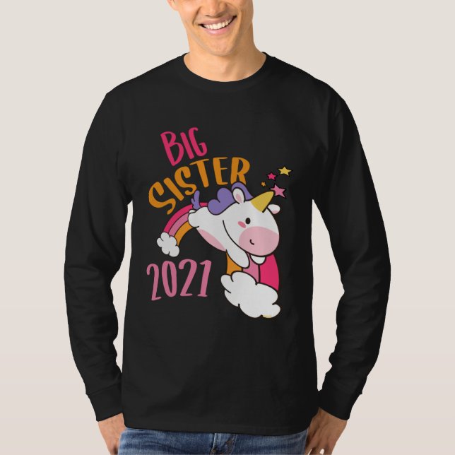 Camiseta Big Sister 2021 Unicorn Rainbow  Sisters Unicorns (Frente)