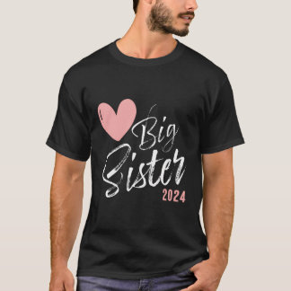 Camiseta Big Sister 2024 - Big Sis 2024 Heart Girl