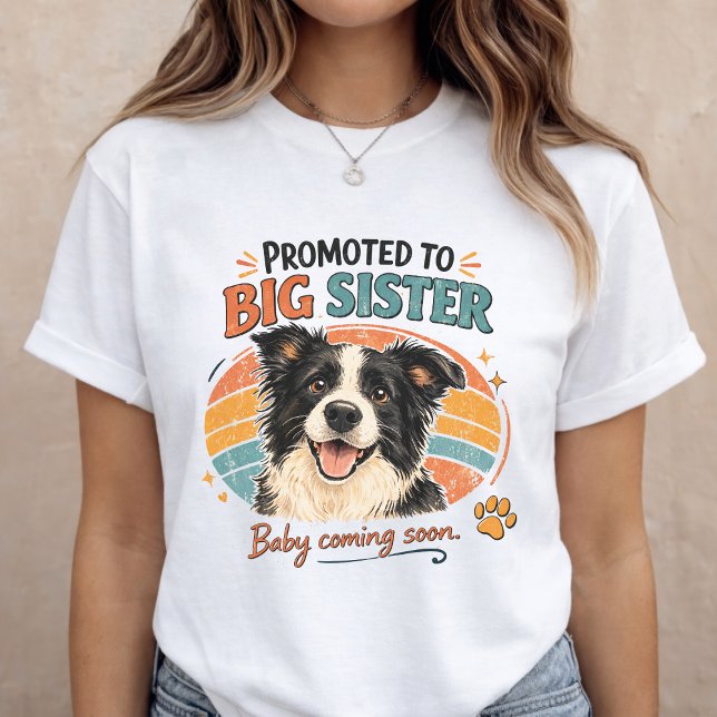 Camiseta Big Sister Announcement Dog Baby Reveal (Criador carregado)