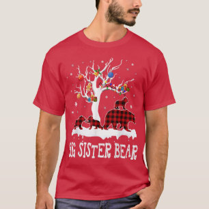 Camiseta Big Sister Bear Christmas Pajama Red Xadrez Buffal