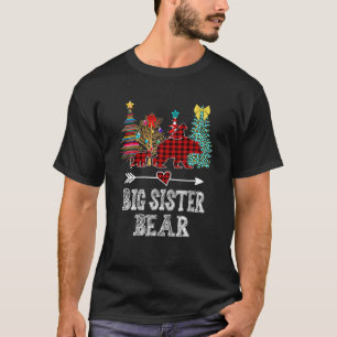 Camiseta Big Sister Bear Christmas Pajama Red Xadrez Buffal