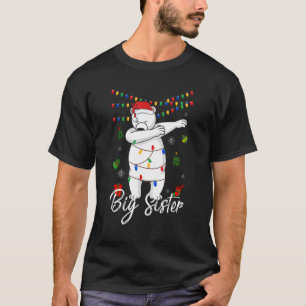 Camiseta Big Sister Bear Dabbing Luzes Papais noeis Christm