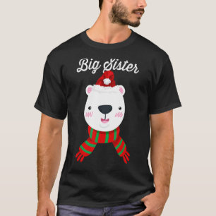 Camiseta Big Sister Bear Santa Hat Fama de Natal