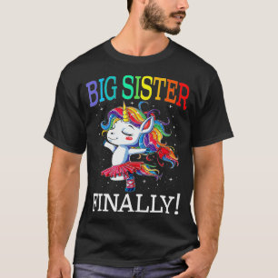 Camiseta Big Sister Finalmente Unicórnio para Rapariga
