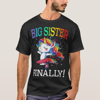 Camiseta Big Sister Finalmente Unicórnio para Rapariga