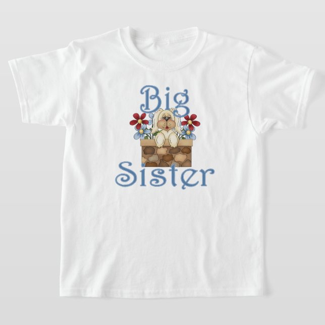 Camiseta Big Sister Fluffy Pup Whimsical Dog (Postura )