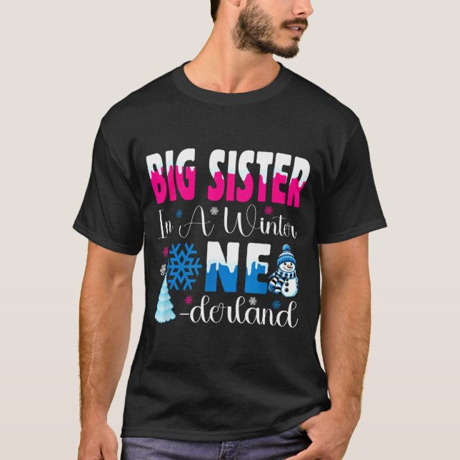 Camiseta Big Sister In A Winter Onederland Bday Girl Sweet  (Frente)