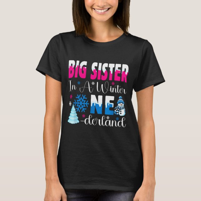 Camiseta Big Sister In A Winter Onederland Bday Girl Sweet  (Frente)
