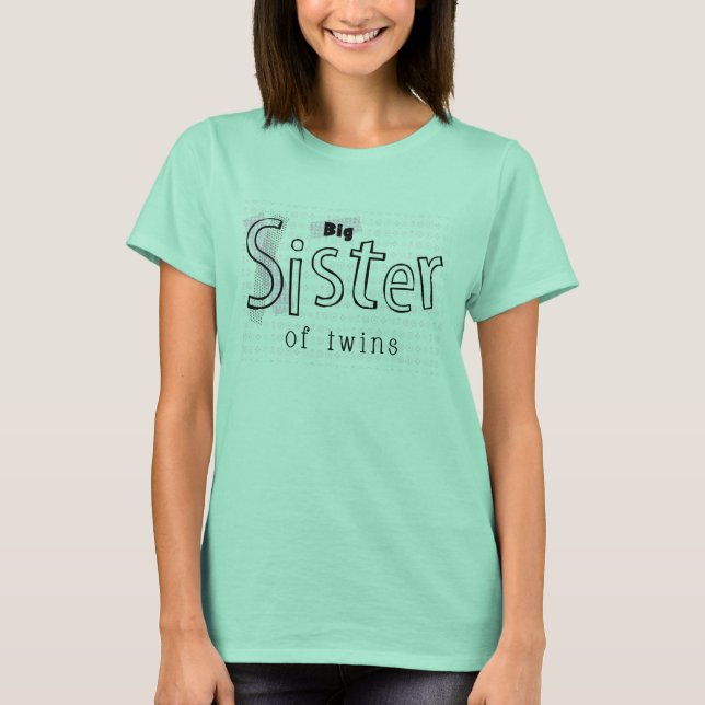 Camiseta Big Sister of Twins Adult Tee (Frente)