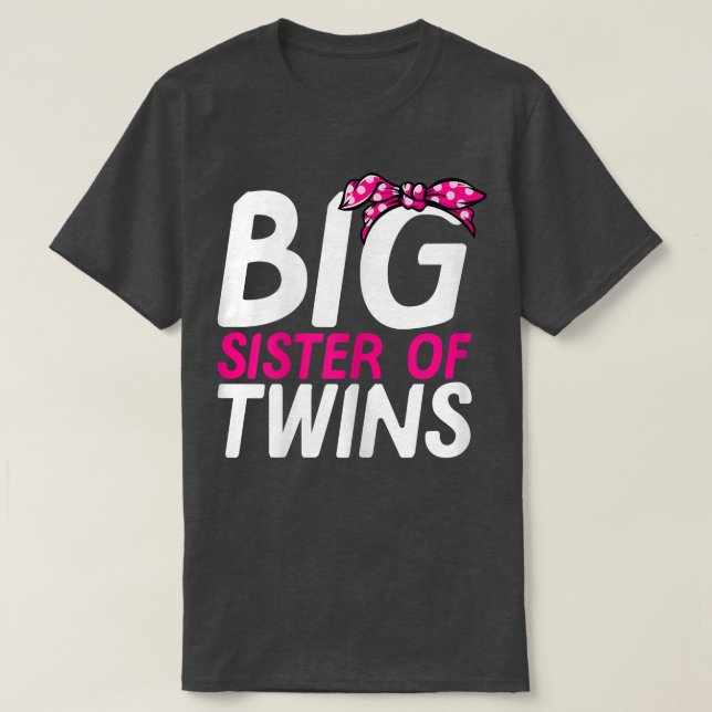 Camiseta Big Sister of Twins Sibling Brother Family Matchin (Frente do Design)