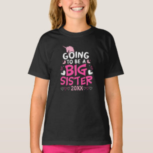 Camiseta Big Sister Pink Unicorn Hearts