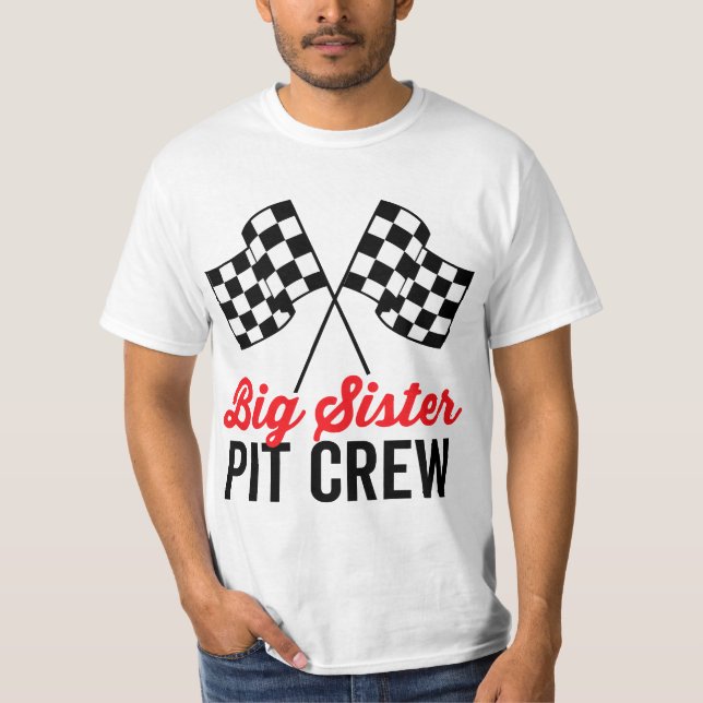 Camiseta Big Sister Pit Crew for Racing Party Team Costume  (Frente)