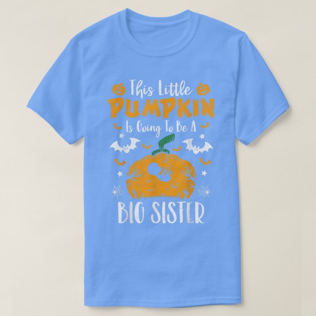 Camiseta Big Sister Pumpkin Halloween Pregnancy Announcemen (Frente do Design)