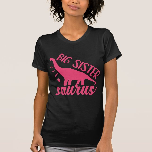 Camiseta Big Sister Saurus a rosa (Frente)